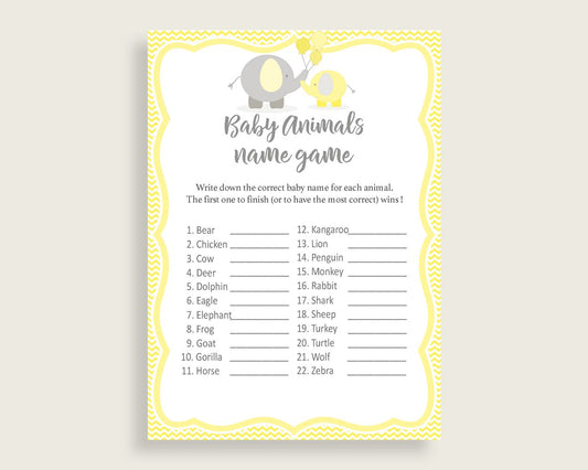 Baby Animal Names Baby Shower Baby Animal Names Yellow Baby Shower Baby Animal Names Baby Shower Elephant Baby Animal Names Yellow W6ZPZ