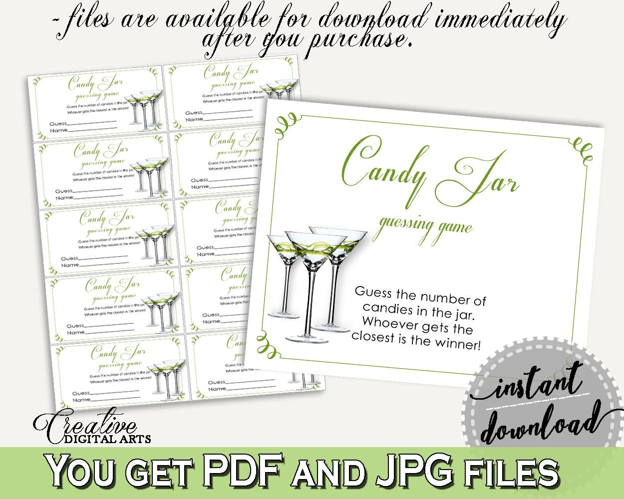 Candy Guessing Game Bridal Shower Candy Guessing Game Modern Martini Bridal Shower Candy Guessing Game Bridal Shower Modern Martini ARTAN - Digital Product