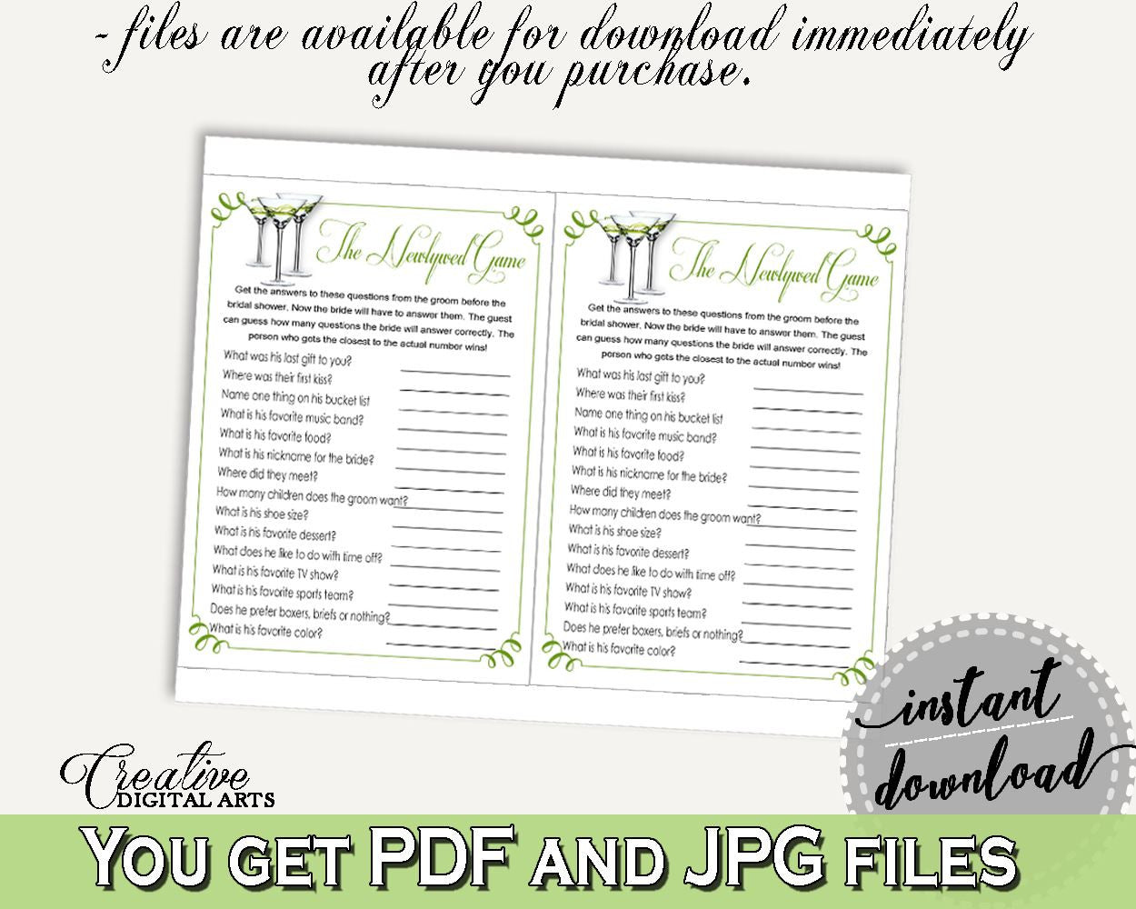 The Newlywed Game Bridal Shower The Newlywed Game Modern Martini Bridal Shower The Newlywed Game Bridal Shower Modern Martini The ARTAN - Digital Product