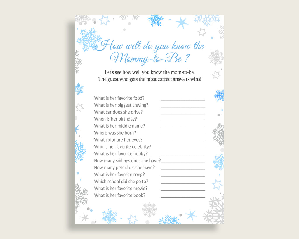 How Well Do You Know Mommy Baby Shower How Well Do You Know Mommy Snowflake Baby Shower How Well Do You Know Mommy Blue Gray Baby NL77H