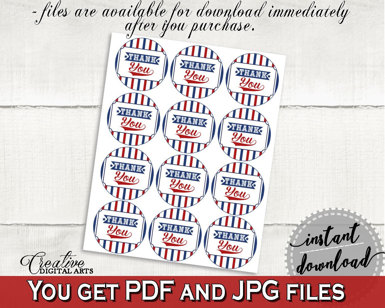 Round Tags Baby Shower Round Tags Baseball Baby Shower Round Tags Baby Shower Baseball Round Tags Blue Red printable, paper supplies - YKN4H - Digital Product