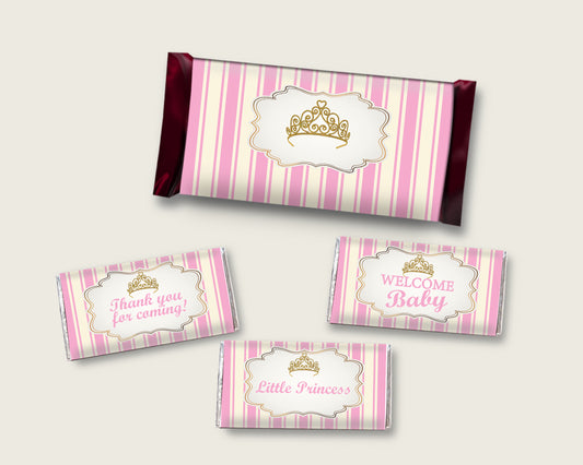 Royal Princess Hershey Candy Bar Wrapper Printable, Pink Gold Chocolate Bar Wrappers, Girl Shower Candy Labels, Instant Download, rp002