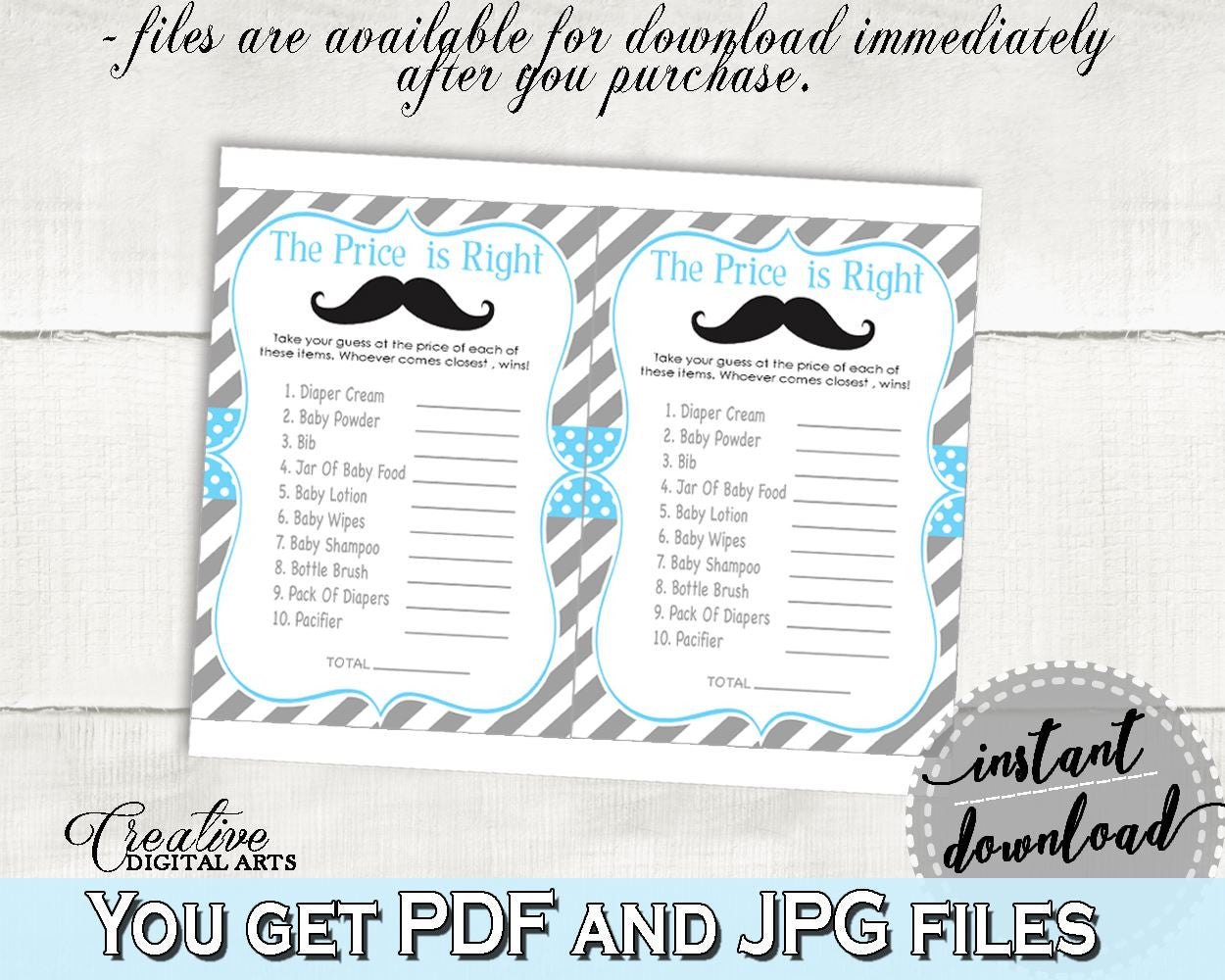 Blue Gray Price Is Right, Baby Shower Price Is Right, Mustache Baby Shower Price Is Right, Baby Shower Mustache Price Is Right paper 9P2QW - Digital Product