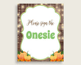Sign The Onesie Baby Shower Design A Onesie Autumn Baby Shower Sign The Onesie Baby Shower Autumn Design A Onesie Brown Orange 0QDR3 - Digital Product