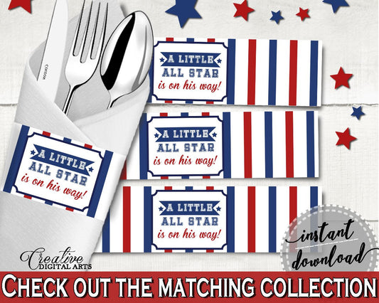 Napkin Rings Baby Shower Napkin Rings Baseball Baby Shower Napkin Rings Baby Shower Baseball Napkin Rings Blue Red digital print, pdf YKN4H - Digital Product