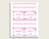 Pink Whale Folded Food Tent Cards Printable, Pink White Editable Pdf Buffet Labels, Girl Baby Shower Food Place Cards, Instant wbl02