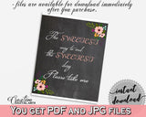 The Sweetest Way To End The Sweets Day in Chalkboard Flowers Bridal Shower Black And Pink Theme, dessert sign, party supplies - RBZRX - Digital Product
