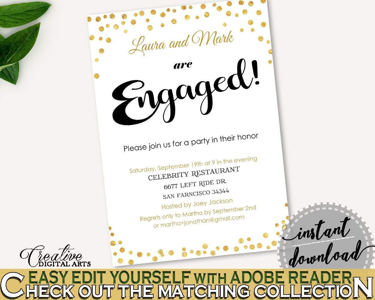 Engagement Invitation Bridal Shower Engagement Invitation Confetti Bridal Shower Engagement Invitation Bridal Shower Confetti CZXE5 - Digital Product