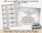 Silver And White Silver Wedding Dress Bridal Shower Theme: Candy Guessing Game - fun activity, stylish bridal theme, shower activity - C0CS5 - Digital Product