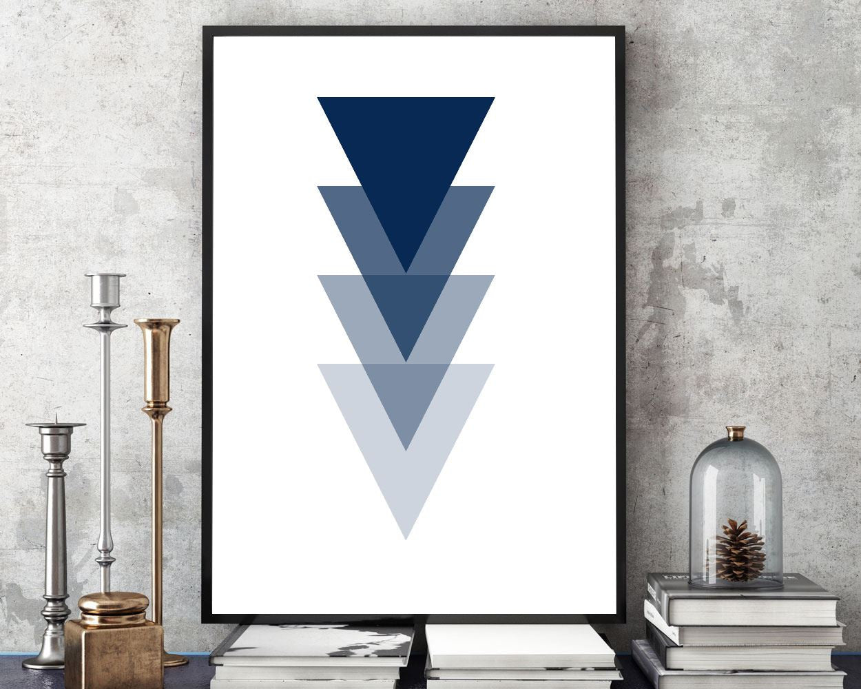 Wall Art Triangle Digital Print Triangle Poster Art Triangle Wall Art Print Triangle  Wall Decor Triangle blue geometric geometric print - Digital Download