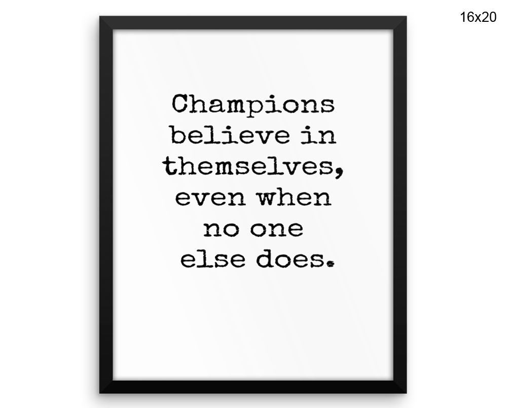 Champions Print, Beautiful Wall Art with Frame and Canvas options available Inspirational Decor