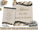 Seashells And Pearls Bridal Shower Advice For The Bride And Groom in Brown And Beige, newlyweds cards, beige bridal, party décor - 65924 - Digital Product