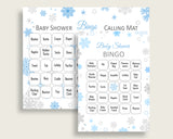 Bingo Baby Shower Bingo Snowflake Baby Shower Bingo Blue Gray Baby Shower Snowflake Bingo customizable files party theme printable NL77H