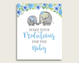 Elephant Blue Baby Shower Prediction Cards & Sign Printable, Blue Gray Baby Prediction Game Boy, Instant Download, Africa or Jungle ebl01