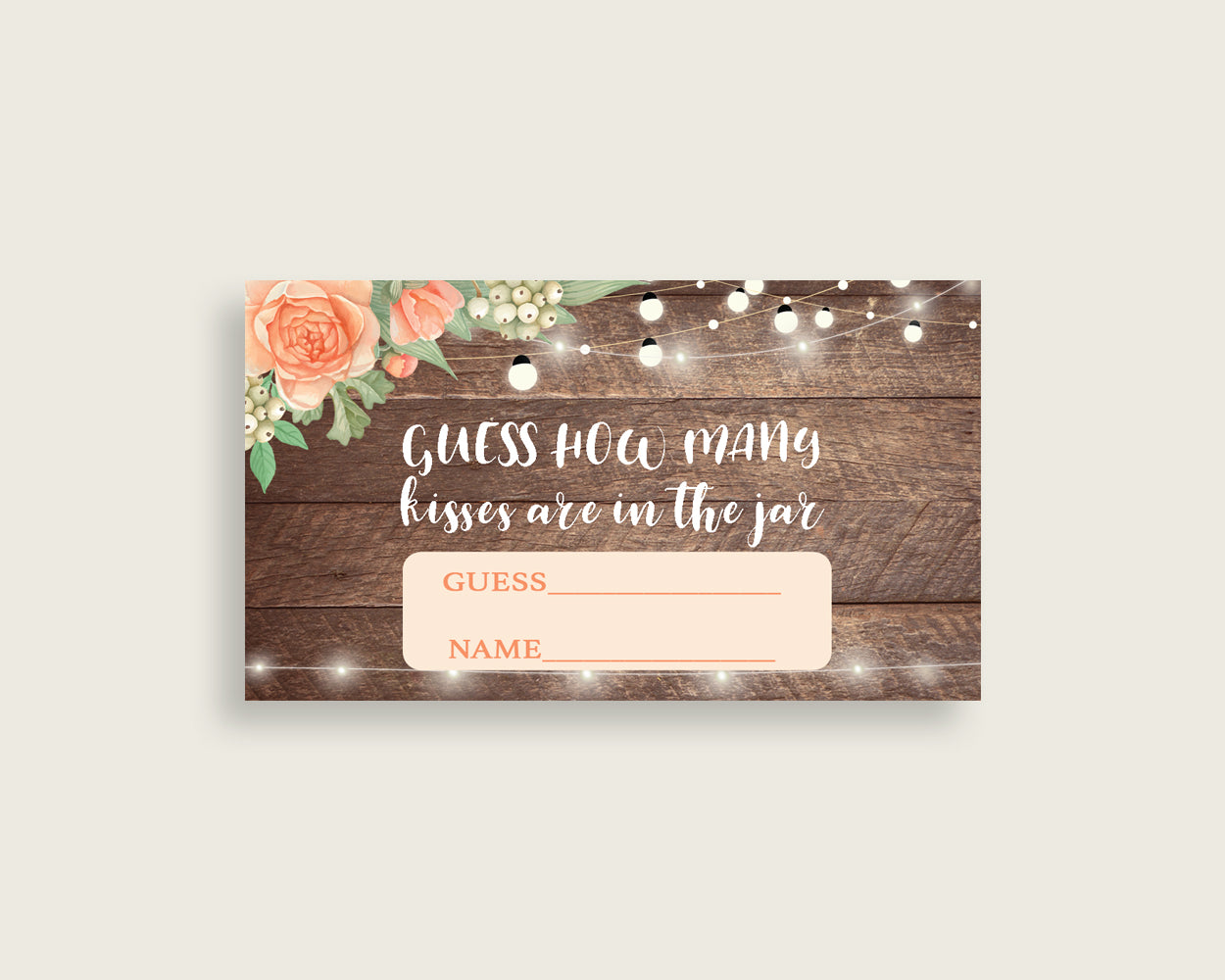 Kisses Guessing Game Bridal Shower Kisses Guessing Game Rustic Bridal Shower Kisses Guessing Game Bridal Shower Flowers Kisses SC4GE