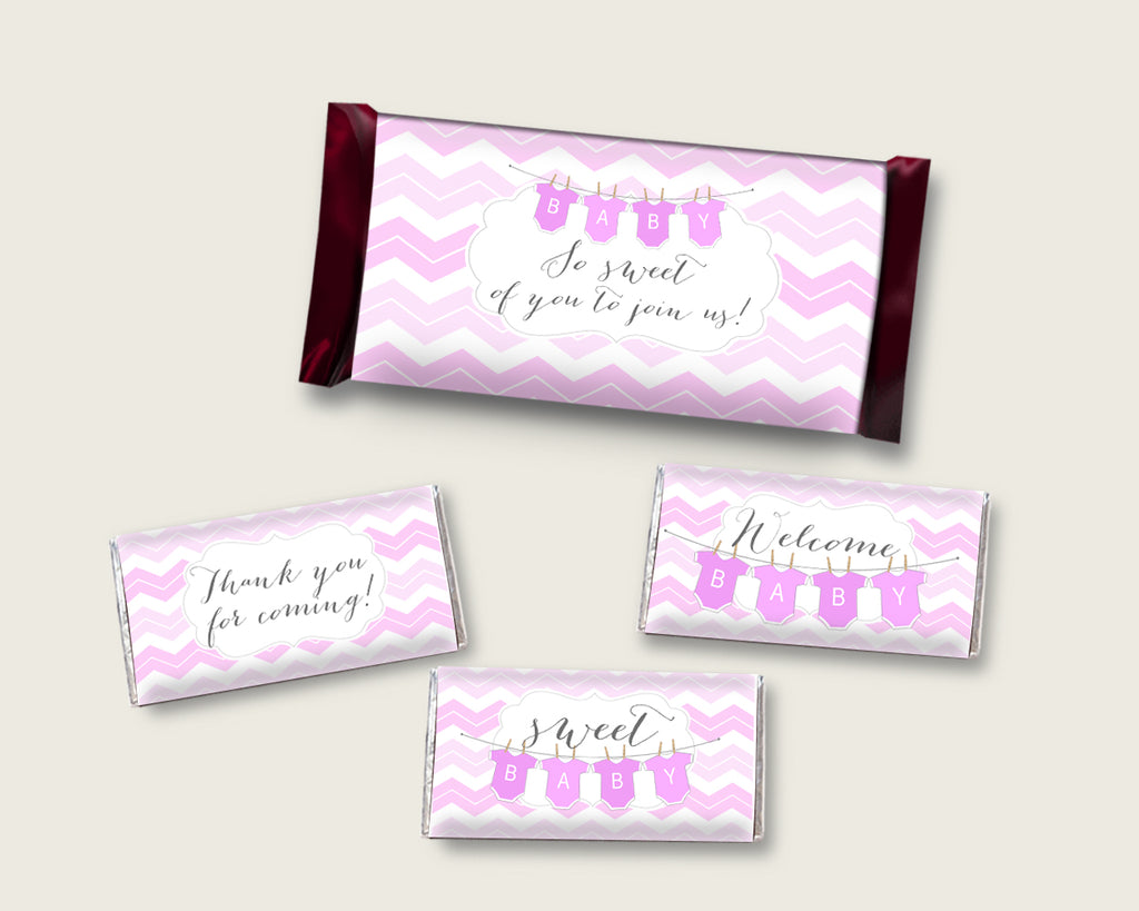 Chevron Hershey Candy Bar Wrapper Printable, Pink White Chocolate Bar Wrappers, Girl Shower Candy Labels, Instant Download, Popular cp001