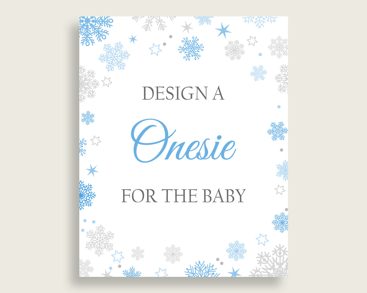 Sign The Onesie Baby Shower Design A Onesie Snowflake Baby Shower Sign The Onesie Blue Gray Baby Shower Snowflake Design A Onesie NL77H