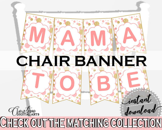 Chair Banner, Baby Shower Chair Banner, Dots Baby Shower Chair Banner, Baby Shower Dots Chair Banner Pink Gold bridal shower idea - RUK83 - Digital Product