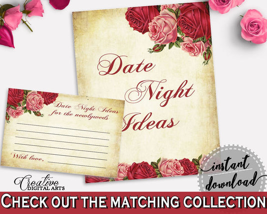 Date Night Ideas Bridal Shower Date Night Ideas Vintage Bridal Shower Date Night Ideas Bridal Shower Vintage Date Night Ideas Red Pink XBJK2 - Digital Product