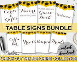 Table Signs Bridal Shower Table Signs Sunflower Bridal Shower Table Signs Bridal Shower Sunflower Table Signs Yellow White prints SSNP1 - Digital Product