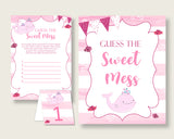 Pink Whale Guessing Game Baby Shower Girl, Pink White Guess The Sweet Mess Game Printable, Dirty Diaper Game, Instant Download, wbl02