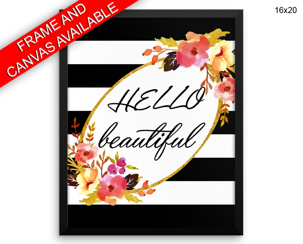 Hello Print, Beautiful Wall Art with Frame and Canvas options available Fashion Decor