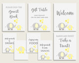Table Signs Baby Shower Table Signs Yellow Baby Shower Table Signs Baby Shower Elephant Table Signs Yellow Gray party planning W6ZPZ