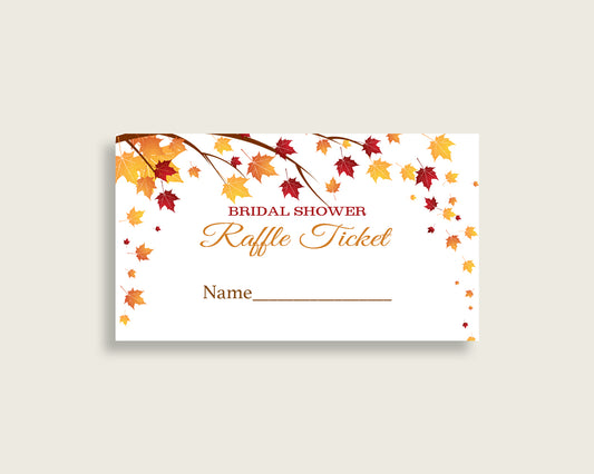 Raffle Ticket Bridal Shower Raffle Ticket Fall Bridal Shower Raffle Ticket Bridal Shower Autumn Raffle Ticket Brown Yellow prints YCZ2S