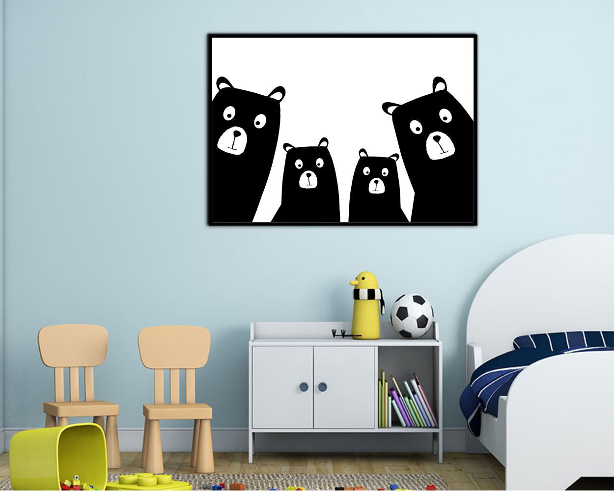 Bear Family Art, woodland, animal print, bear family poster, Modern Minimalist Art, birthday gift, warming present, Wall Decor, Most Popular - Digital Download