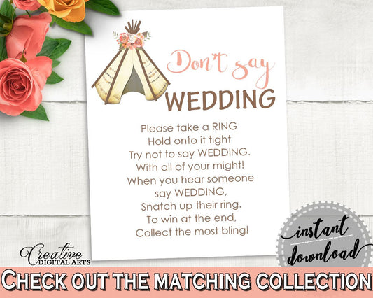 Don't Say Wedding Game Bridal Shower Don't Say Wedding Game Tribal Bridal Shower Don't Say Wedding Game Bridal Shower Tribal Don't Say 9ENSG - Digital Product