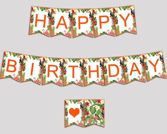 Happy Birthday Boy Girl Banner Tropical Happy Birthday Tropical Banner Wall Decor Green Yellow 8LFM8