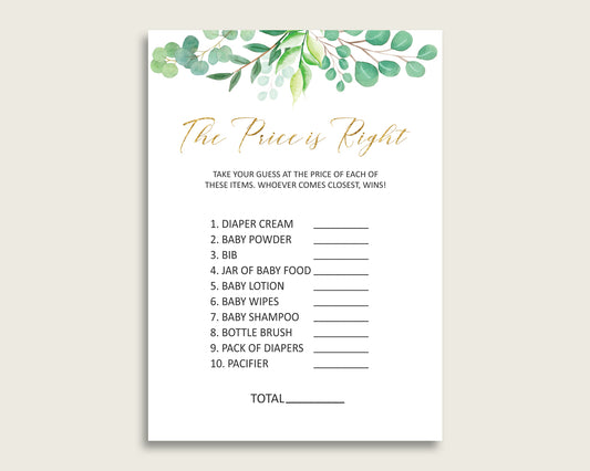 Green Gold The Price Is Right Game, Greenery Baby Shower Gender Neutral Activity, Guess The Price Game Printable, Instant Download, Y8X33