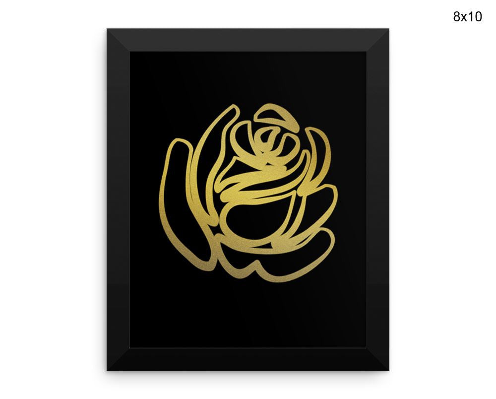 Golden Rose Print, Beautiful Wall Art with Frame and Canvas options available Fine Decor