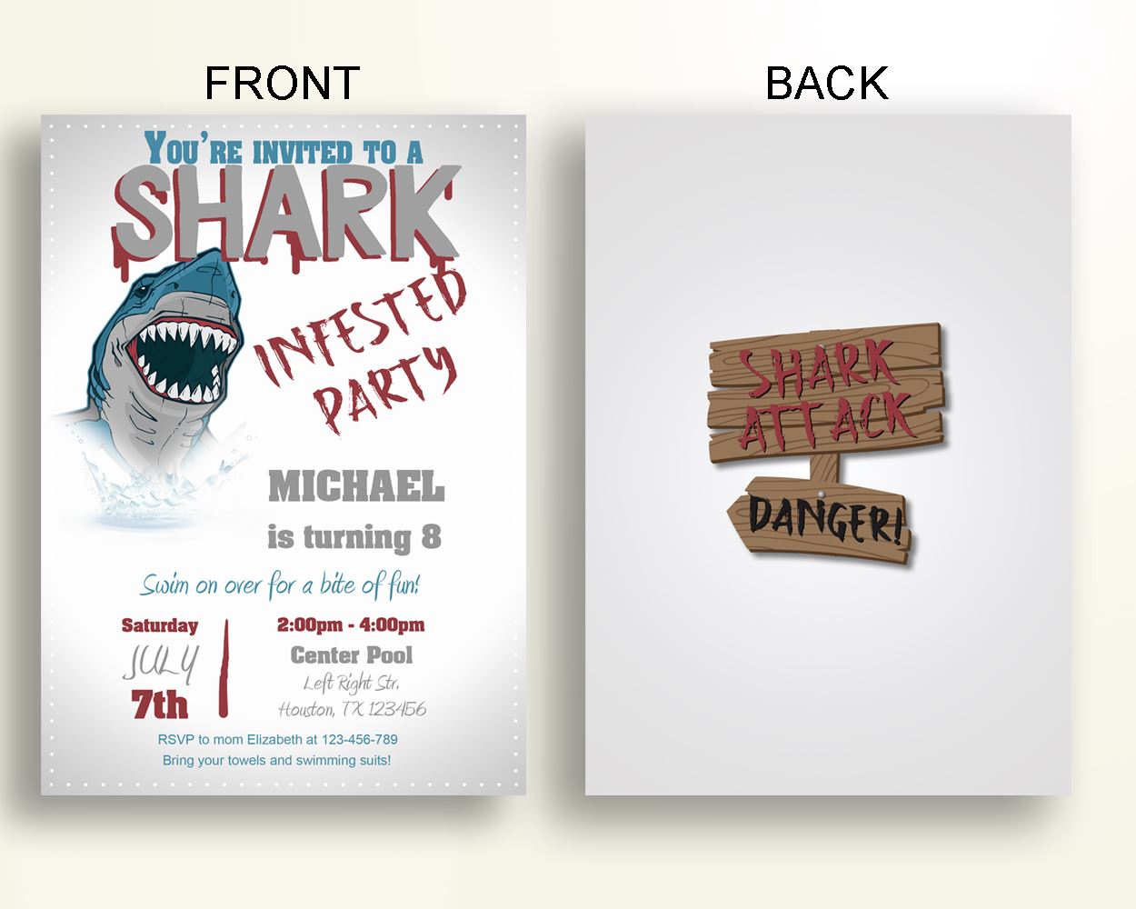 Shark Attack Birthday Invitation Shark Attack Birthday Party Invitation Shark Attack Birthday Party Shark Attack Invitation Boy 5AXCU - Digital Product