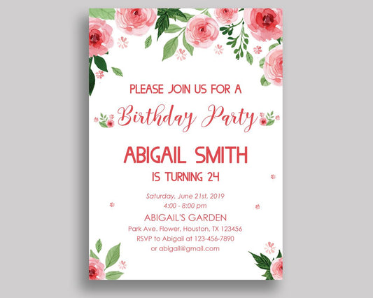 Watercolor Flowers Birthday Invitation Watercolor Flowers Birthday Party Invitation Watercolor Flowers Birthday Party Watercolor SLEPQ - Digital Product