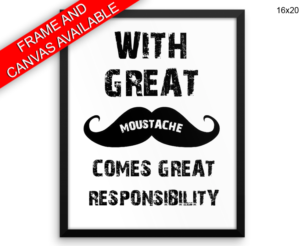 Moustache Print, Beautiful Wall Art with Frame and Canvas options available Home Decor