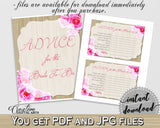 Pink And Beige Roses On Wood Bridal Shower Theme: Advice For The Bride To Be - word to the wise, trending shower, printable files - B9MAI - Digital Product
