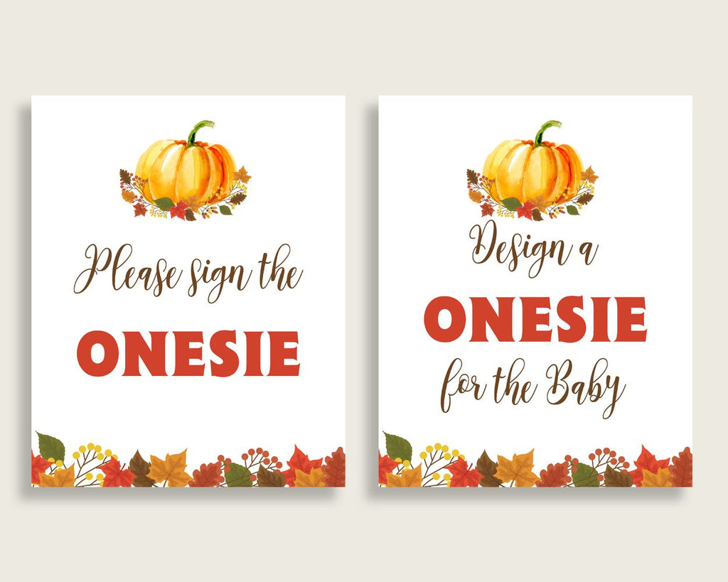 Sign The Onesie Baby Shower Design A Onesie Fall.Pumpkin Baby Shower Sign The Onesie Baby Shower Fall.Pumpkin Design A Onesie Orange BPK3D - Digital Product