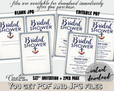 Navy Blue Nautical Anchor Flowers Bridal Shower Theme: Editable Bridal Shower Invitation - attending, sail boat theme, party plan - 87BSZ - Digital Product