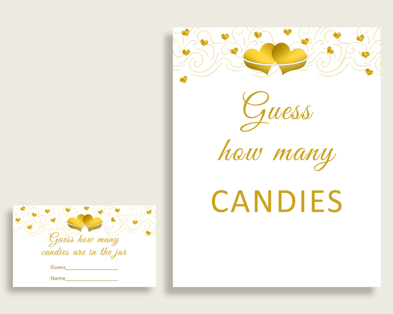 Candy Guessing Game Bridal Shower Candy Guessing Game Gold Hearts Bridal Shower Candy Guessing Game Bridal Shower Gold Hearts Candy 6GQOT