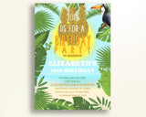 Tropical Birthday Invitation Tropical Birthday Party Invitation Tropical Birthday Party Tropical Invitation Boy Girl gold pineapple DN50T - Digital Product