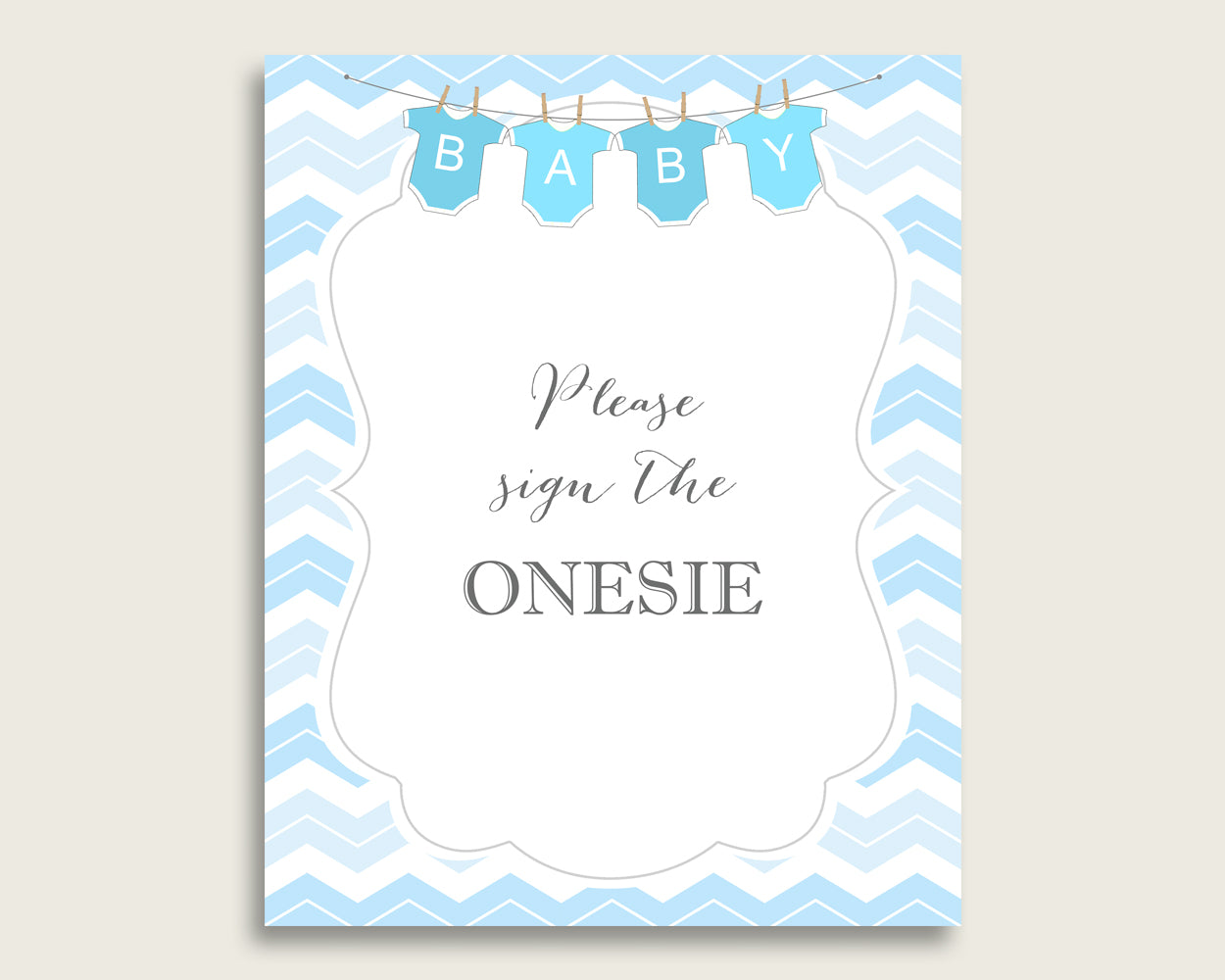 Blue White Please Sign The Onesie Sign and Design A Onesie Sign Printables, Chevron Boy Baby Shower Decor, Instant Download, Popular cbl01