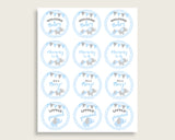 Elephant Cupcake Toppers, Blue Grey Cupcake Wrappers, Toppers Wrappers Baby Shower Boy, Instant Download, Mammoth Trunk Chevron Theme ebl02