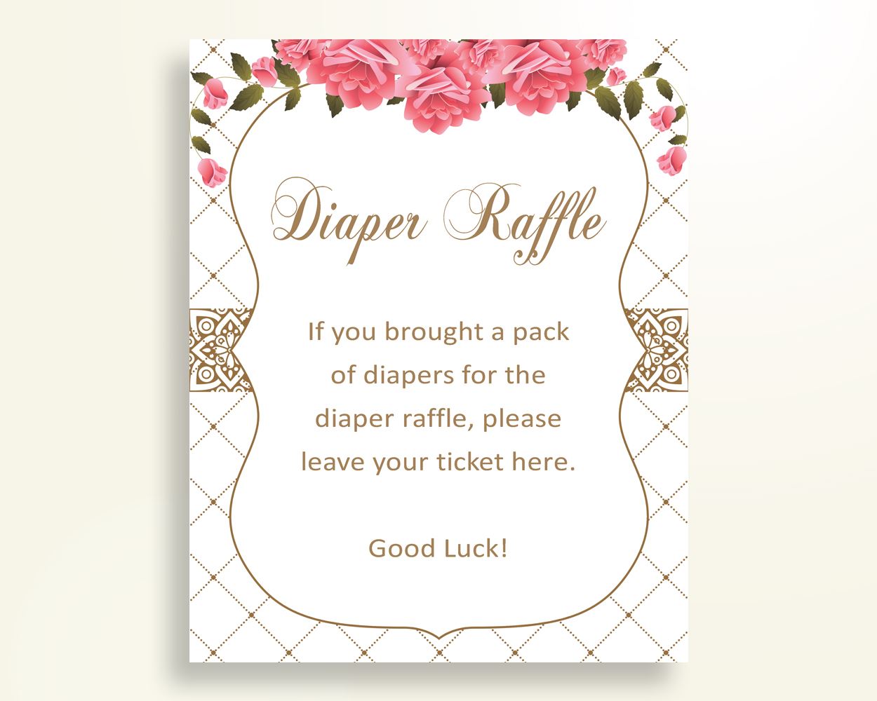 Diaper Raffle Baby Shower Diaper Raffle Roses Baby Shower Diaper Raffle Baby Shower Roses Diaper Raffle Pink White shower activity U3FPX - Digital Product