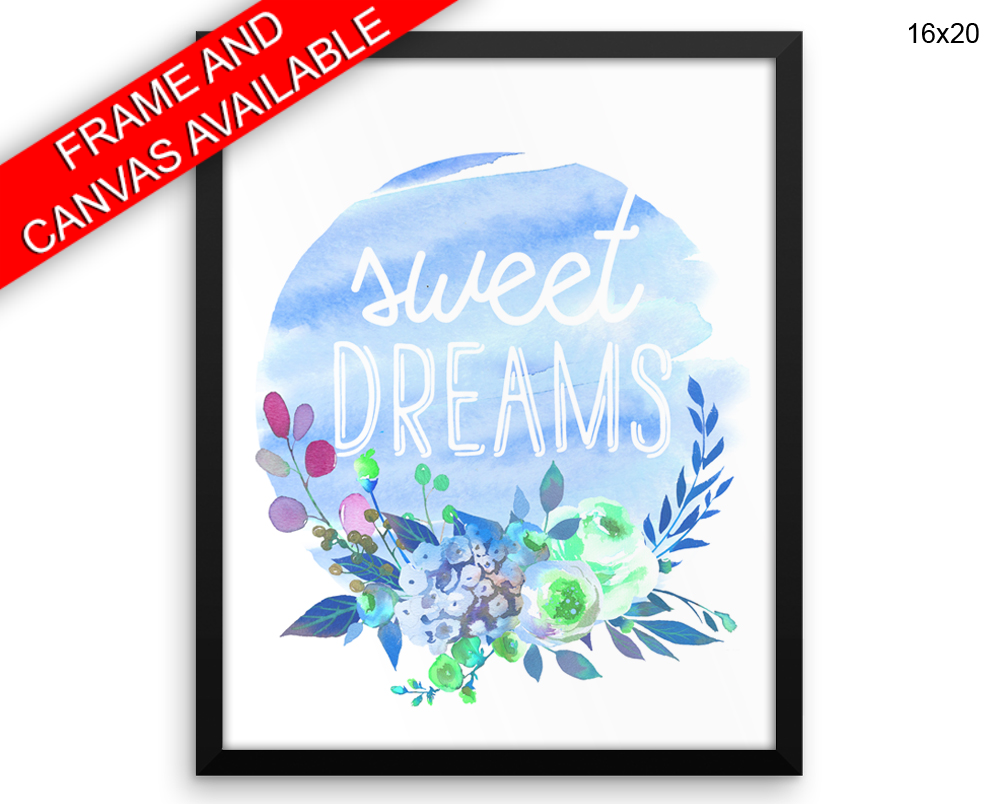 Sweet Dreams Print, Beautiful Wall Art with Frame and Canvas options available Nursery Decor