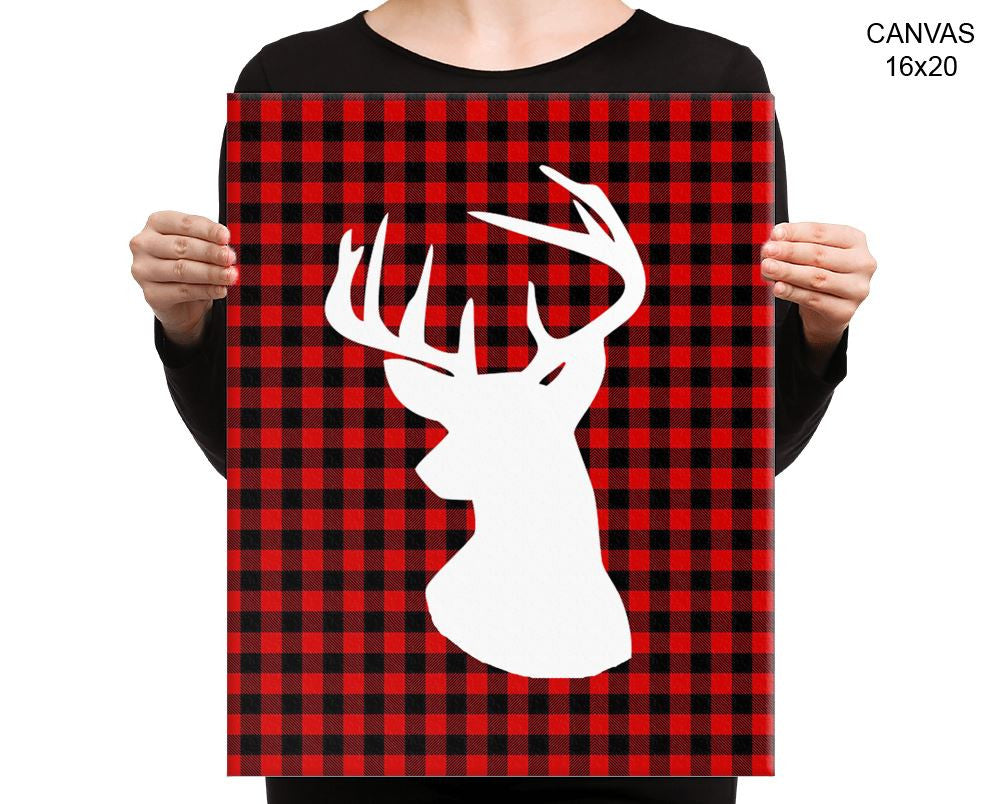 Plaid Deer Print, Beautiful Wall Art with Frame and Canvas options available Home Decor