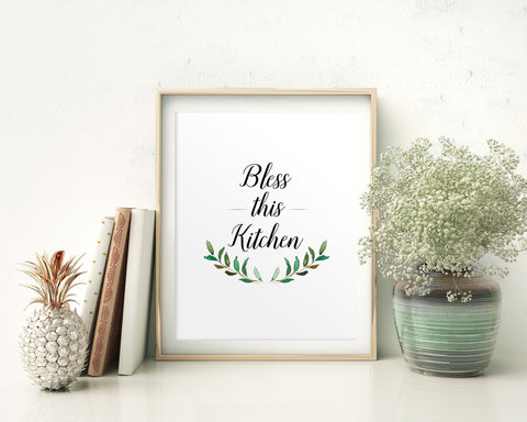 Wall Decor Bless Printable Bless Prints Bless Sign Bless Kitchen Art Bless Kitchen Print Bless Printable Art Bless Floral Quote Bless - Digital Download