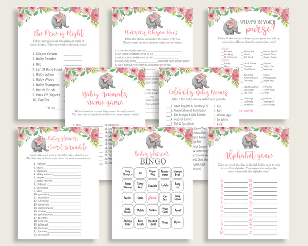 Elephant Baby Shower Games Printable Pack, Blue Grey Baby Shower Games –  Studio 118