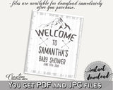 Welcome Sign Baby Shower Welcome Sign Adventure Mountain Baby Shower Welcome Sign Gray White Baby Shower Adventure Mountain Welcome S67CJ - Digital Product