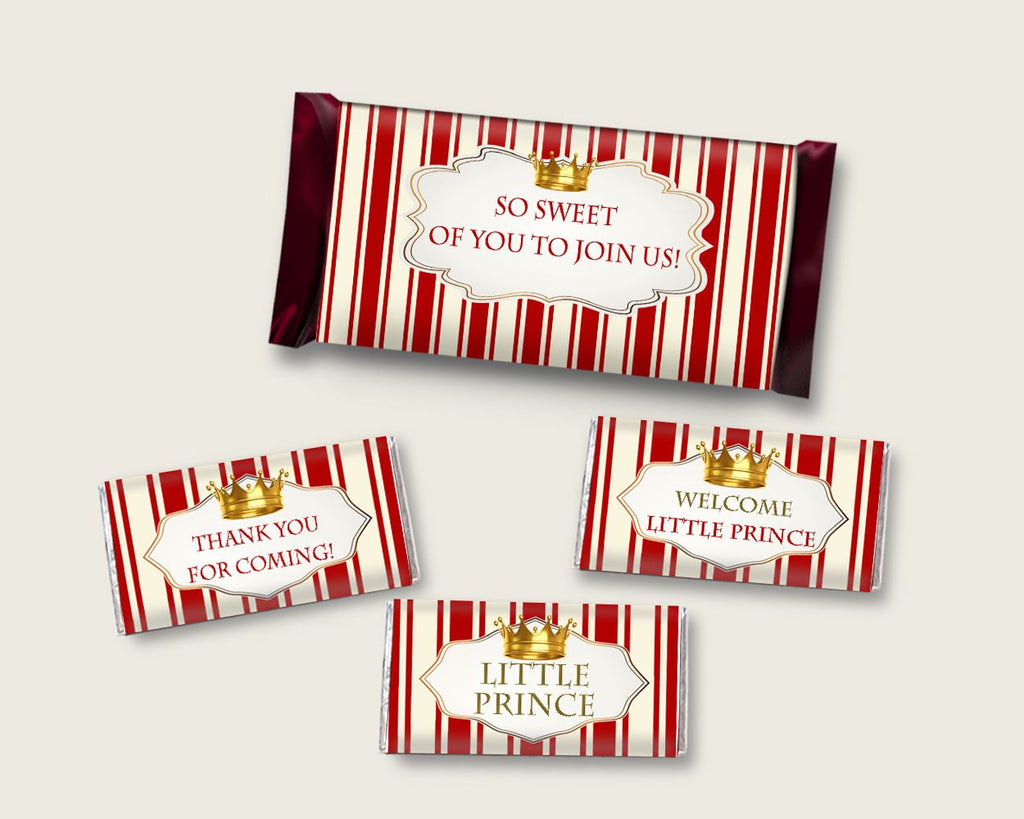 Prince Hershey Candy Bar Wrapper Printable, Red Gold Chocolate Bar Wrappers, Boy Shower Candy Labels, Instant Download, Most Popular 92EDX